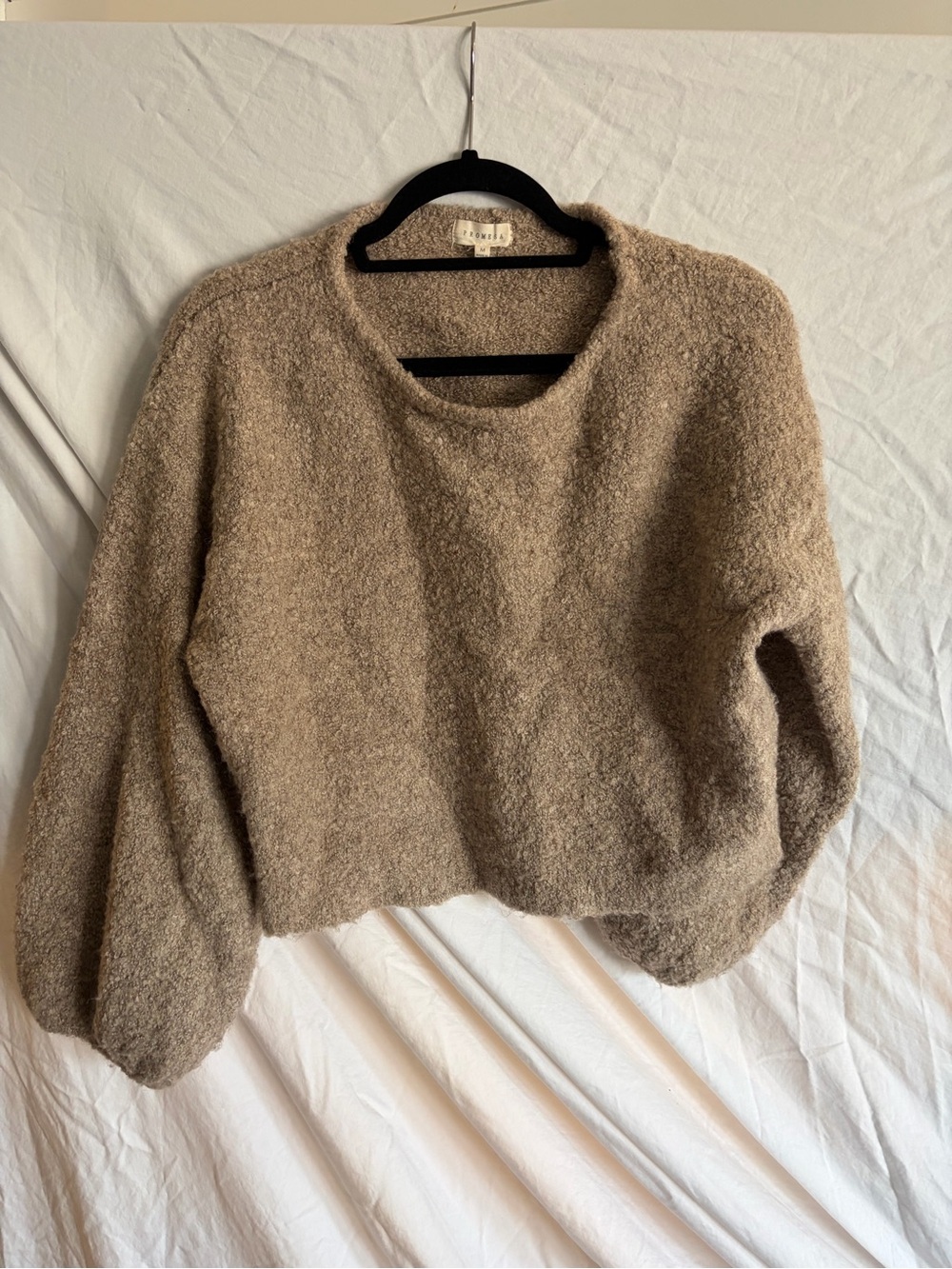 Promesa Cozy Bouclé Crewneck Sweater in Taupe Brown